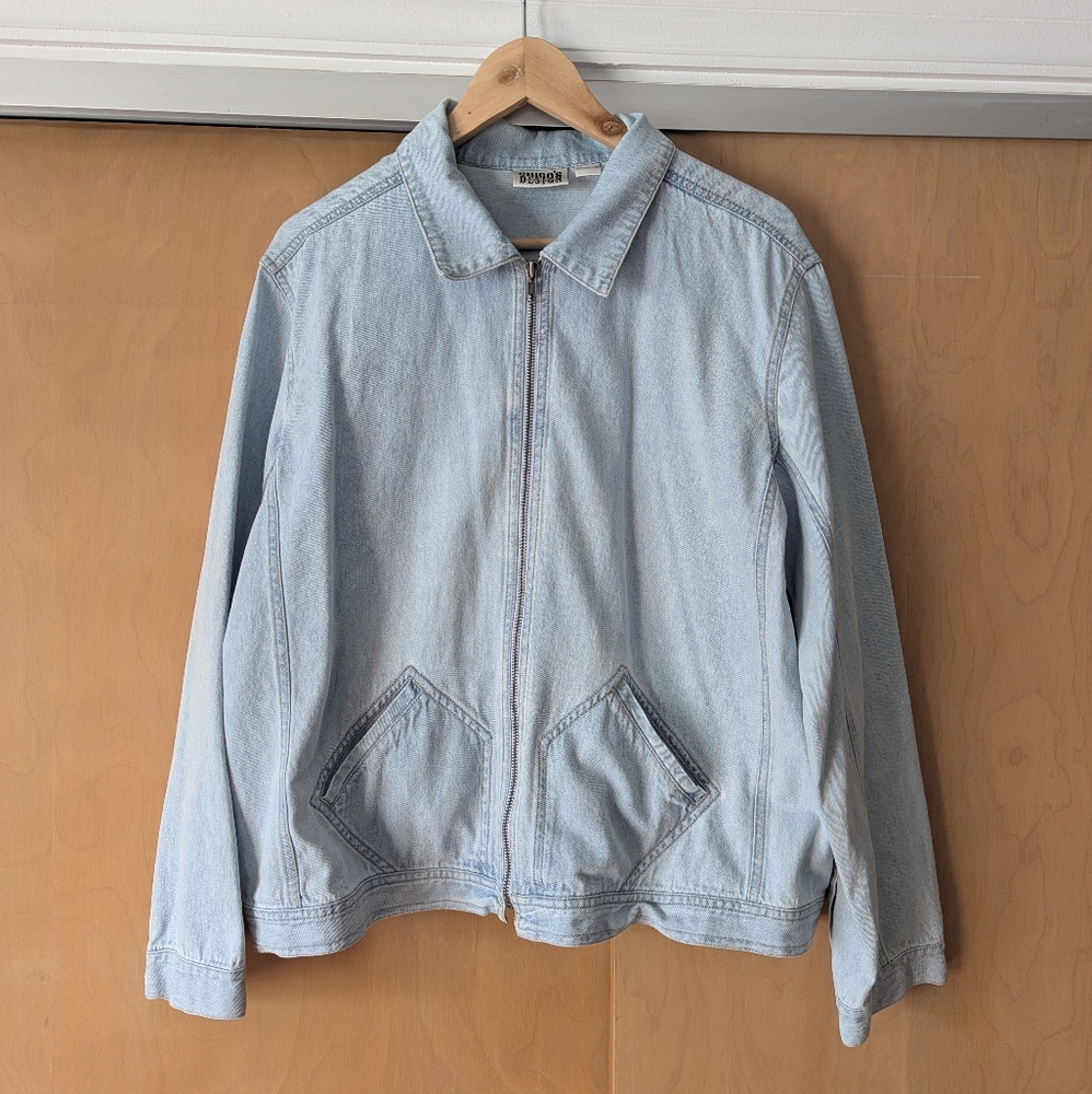 90s Vintage Zip Up Denim Bomber Jacket